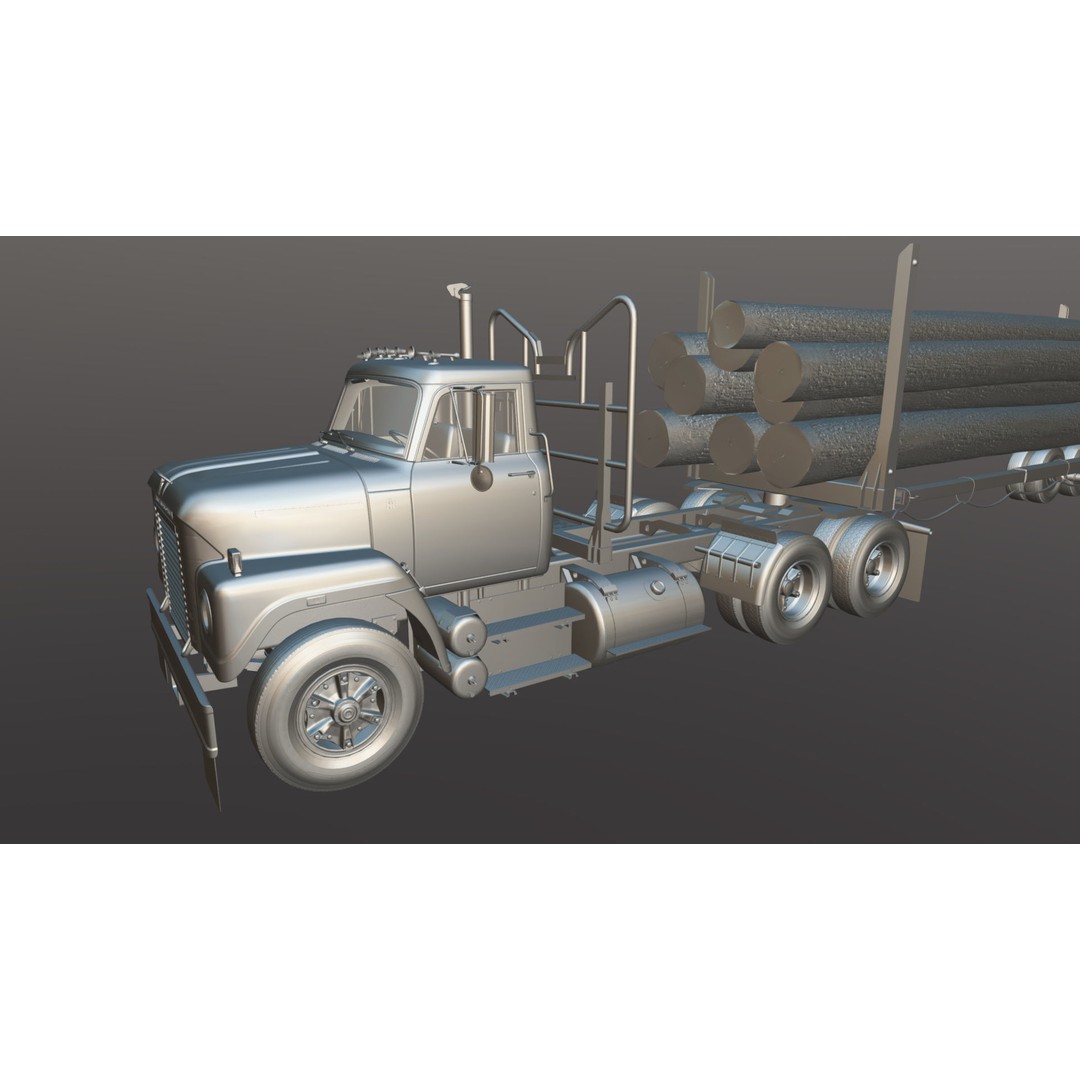 International Fleetstar Log Truck 3D Model – Low Poly Game Ready Asset, FBX - View 45