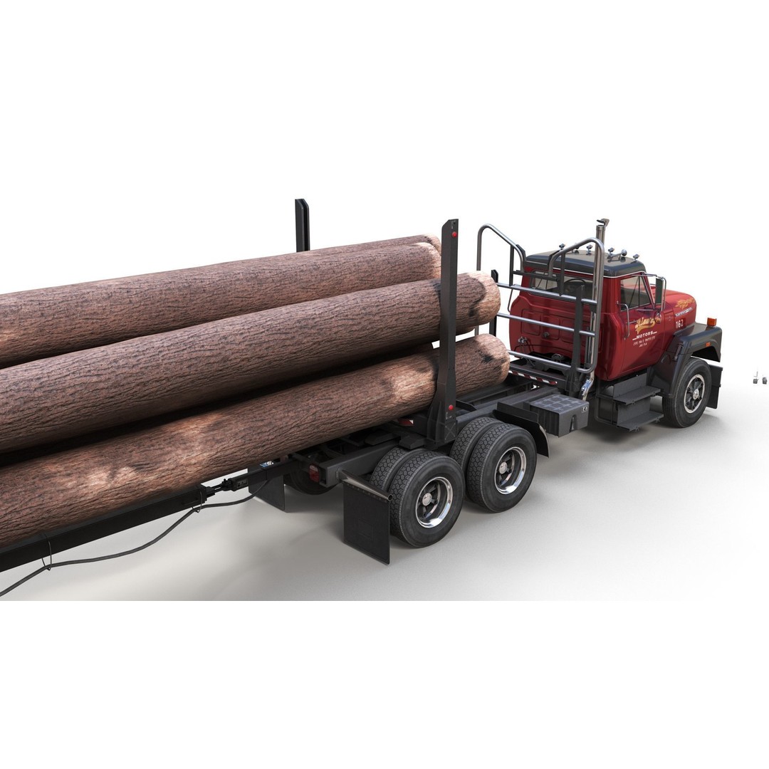 International Fleetstar Log Truck 3D Model – Low Poly Game Ready Asset, FBX - View 5