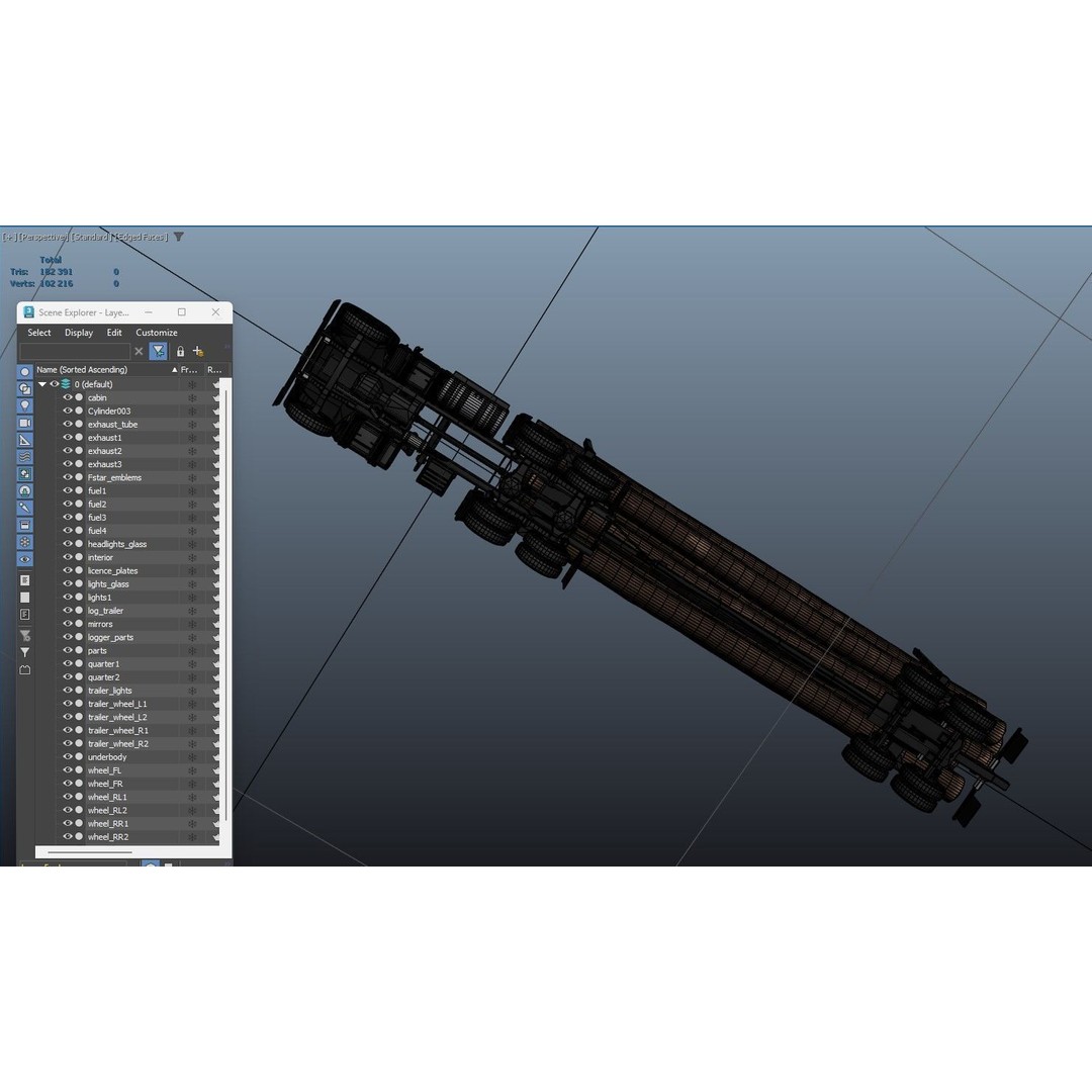 International Fleetstar Log Truck 3D Model – Low Poly Game Ready Asset, FBX - View 53