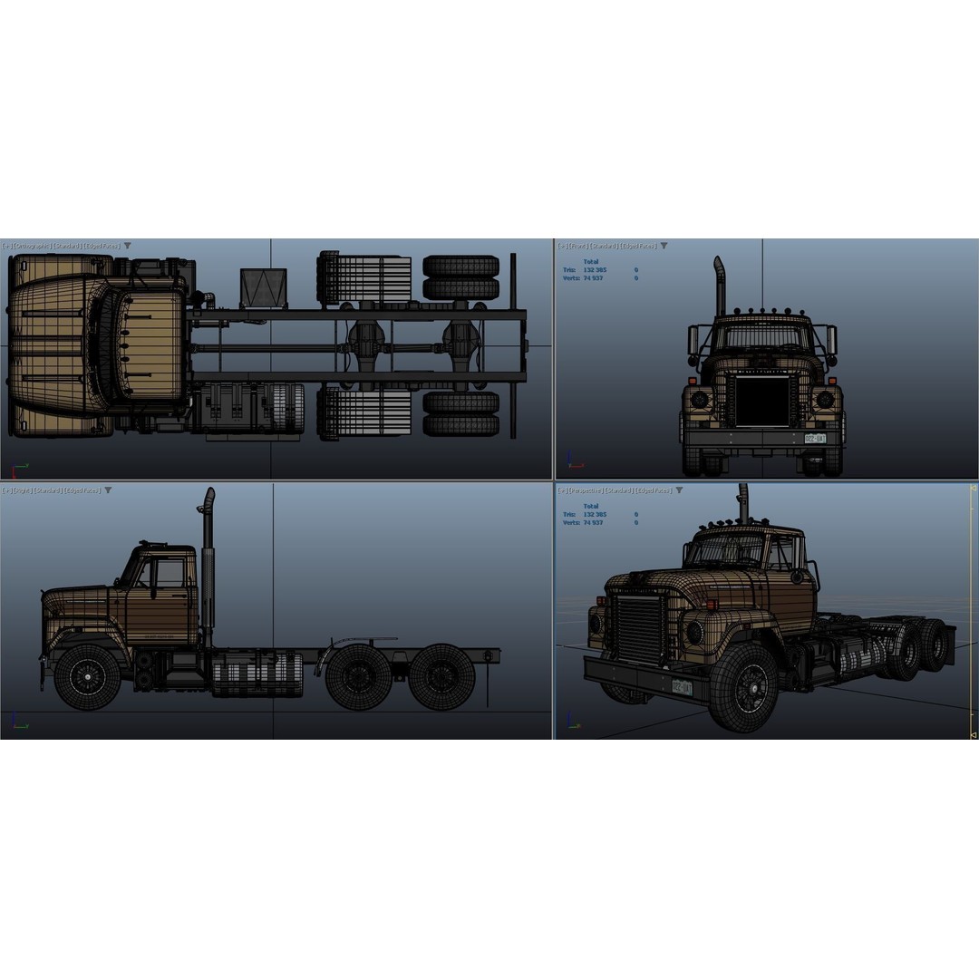 International Fleetstar Log Truck 3D Model – Low Poly Game Ready Asset, FBX - View 56