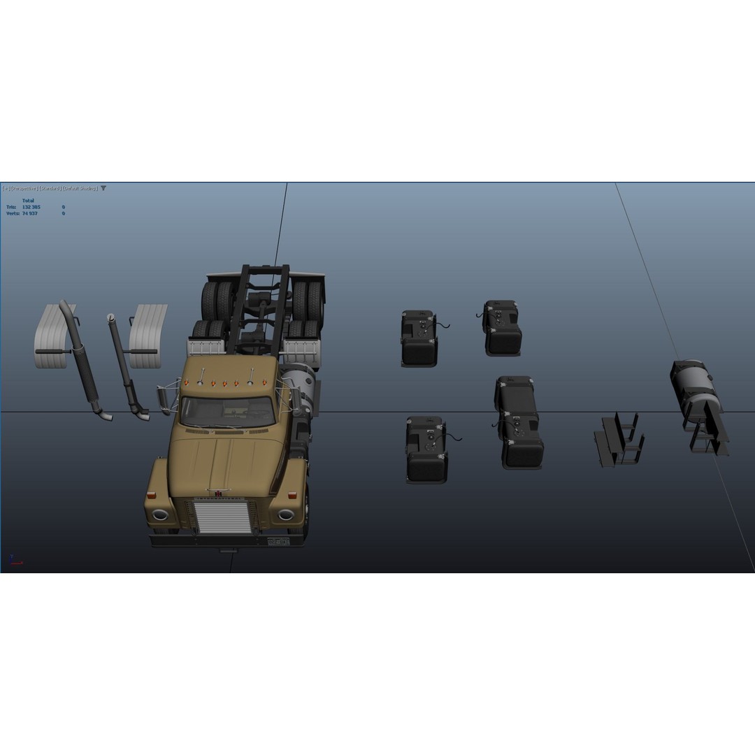 International Fleetstar Log Truck 3D Model – Low Poly Game Ready Asset, FBX - View 58