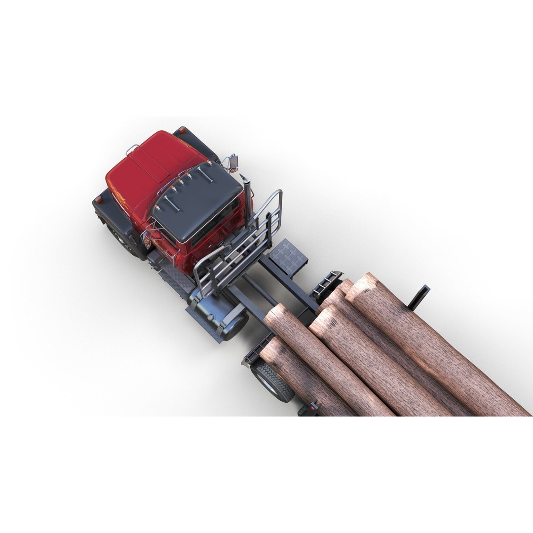 International Fleetstar Log Truck 3D Model – Low Poly Game Ready Asset, FBX - View 9