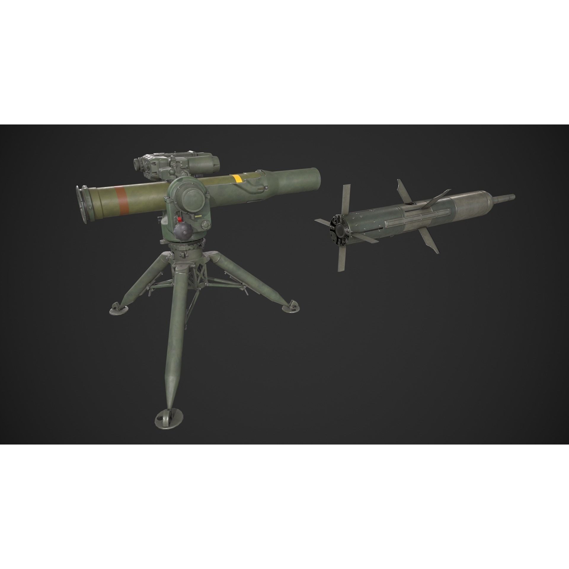 BGM-71 TOW - Low-Poly Game-Ready 3D Model - View 3