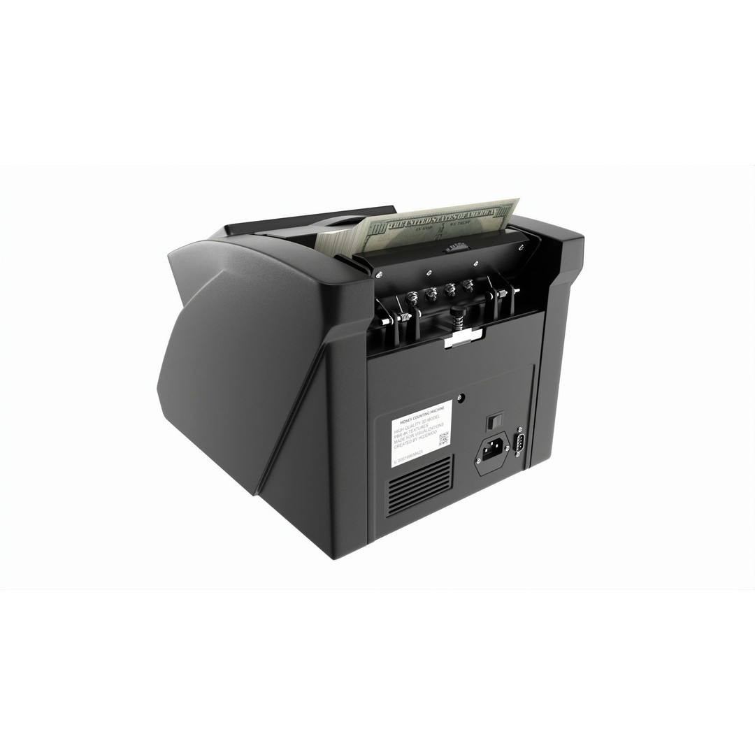 Electronic Money Counting Machine 3D Model – PBR Textured, Game-Ready Formats - View 3