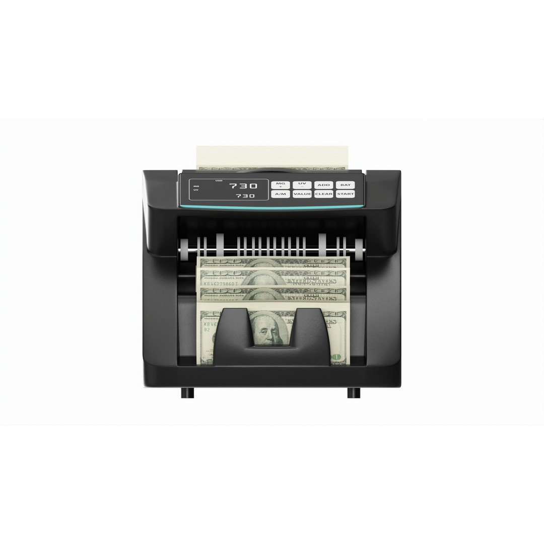 Electronic Money Counting Machine 3D Model – PBR Textured, Game-Ready Formats - View 6