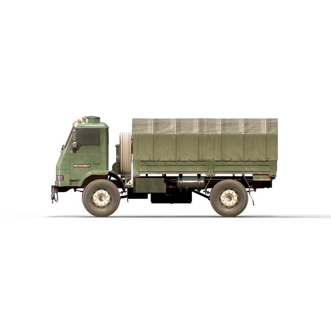 TATA LPTA 715 3D Model – Low Poly Game Ready Military Truck, FBX - View 10