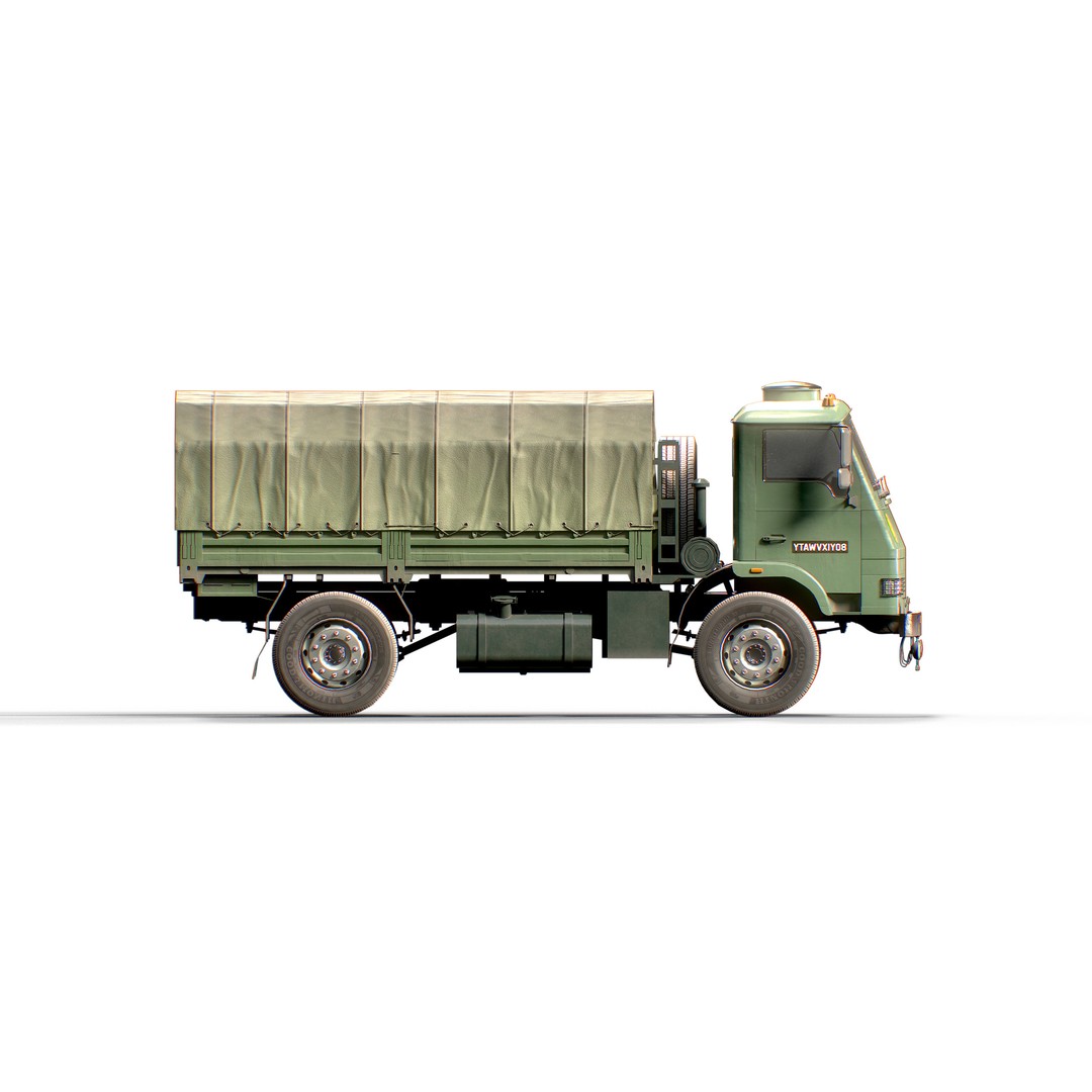 TATA LPTA 715 3D Model – Low Poly Game Ready Military Truck, FBX - View 4