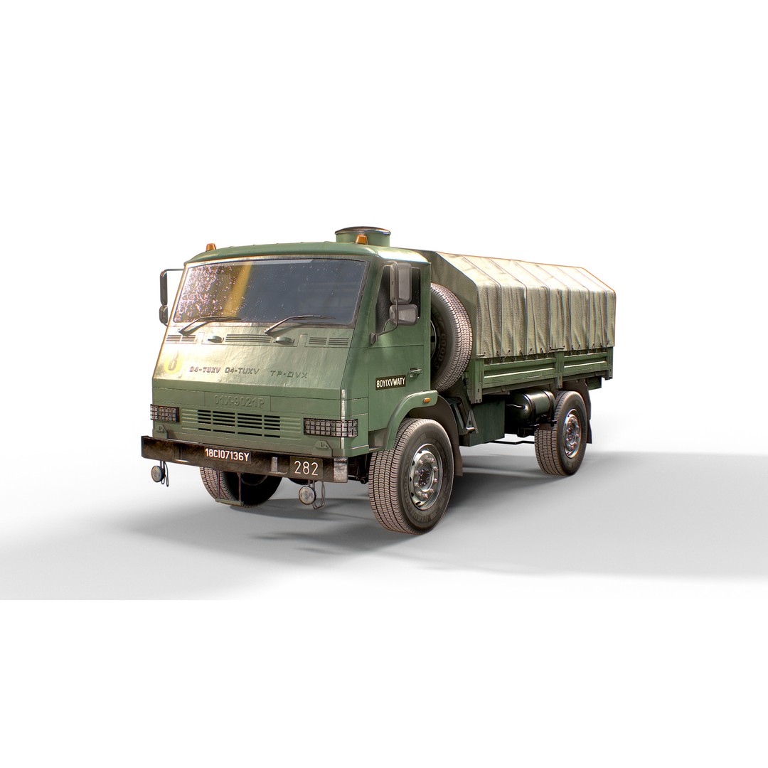 TATA LPTA 715 3D Model – Low Poly Game Ready Military Truck, FBX - View 7