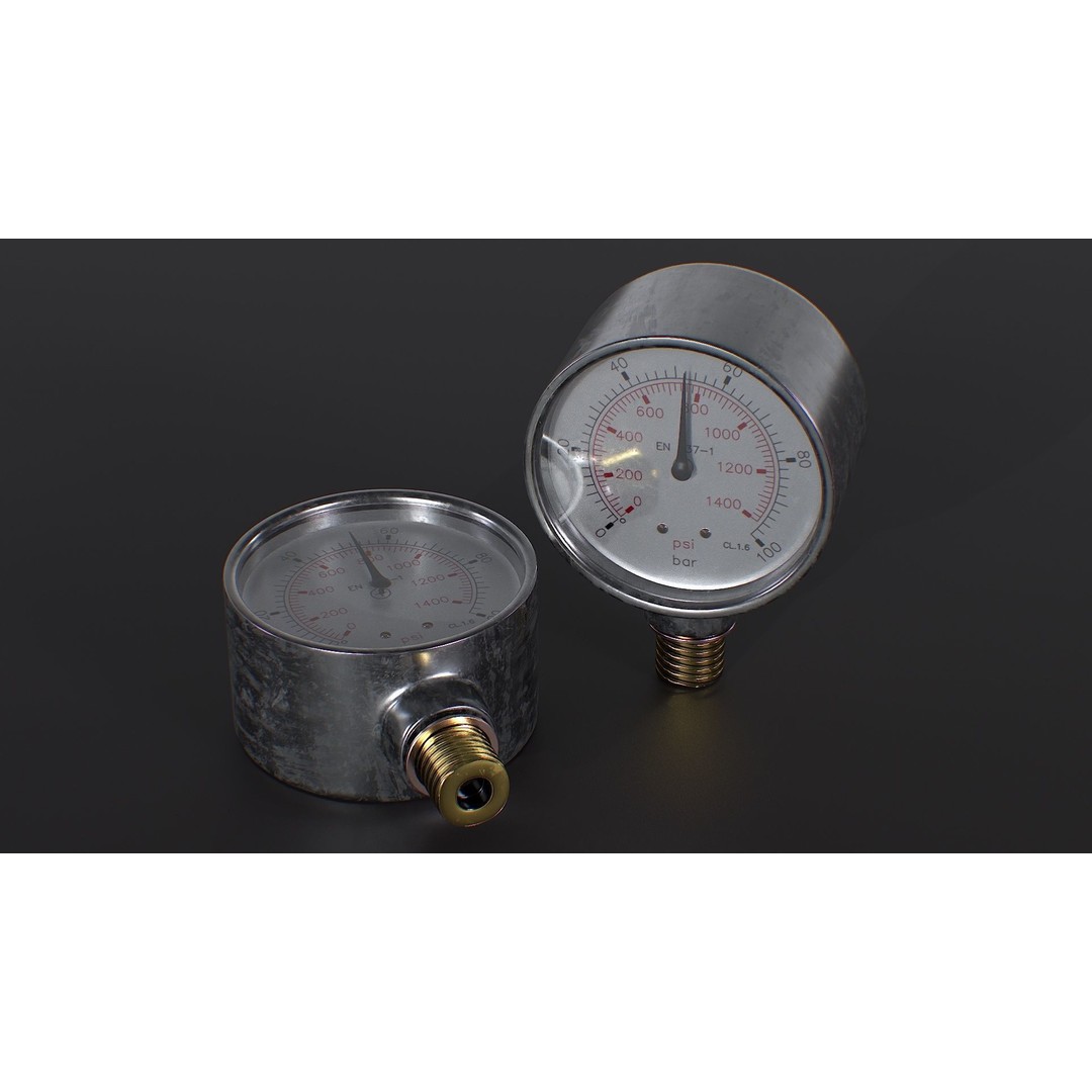 Pressure Gauge 3D Model – Low Poly PBR Game Asset, FBX, OBJ - View 10