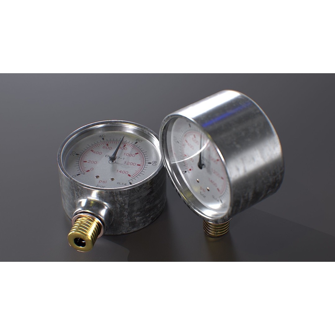 Pressure Gauge 3D Model – Low Poly PBR Game Asset, FBX, OBJ - View 11