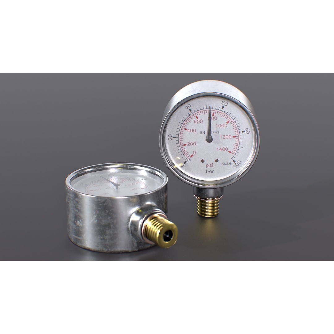 Pressure Gauge 3D Model – Low Poly PBR Game Asset, FBX, OBJ - View 12
