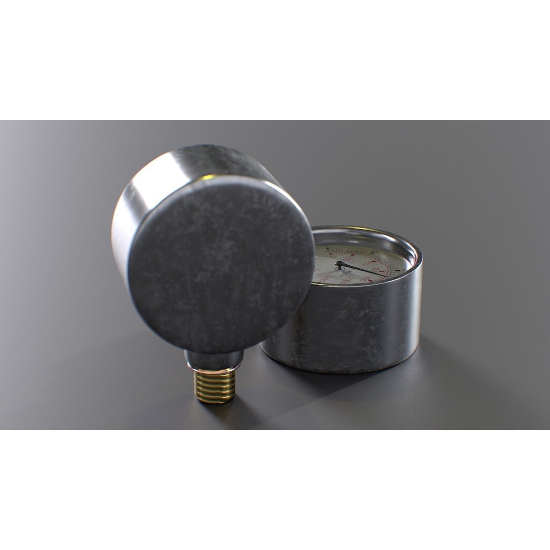 Pressure Gauge 3D Model – Low Poly PBR Game Asset, FBX, OBJ - View 14