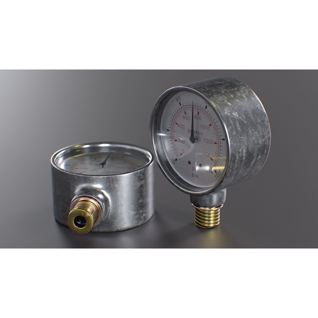Pressure Gauge 3D Model – Low Poly PBR Game Asset, FBX, OBJ - View 15