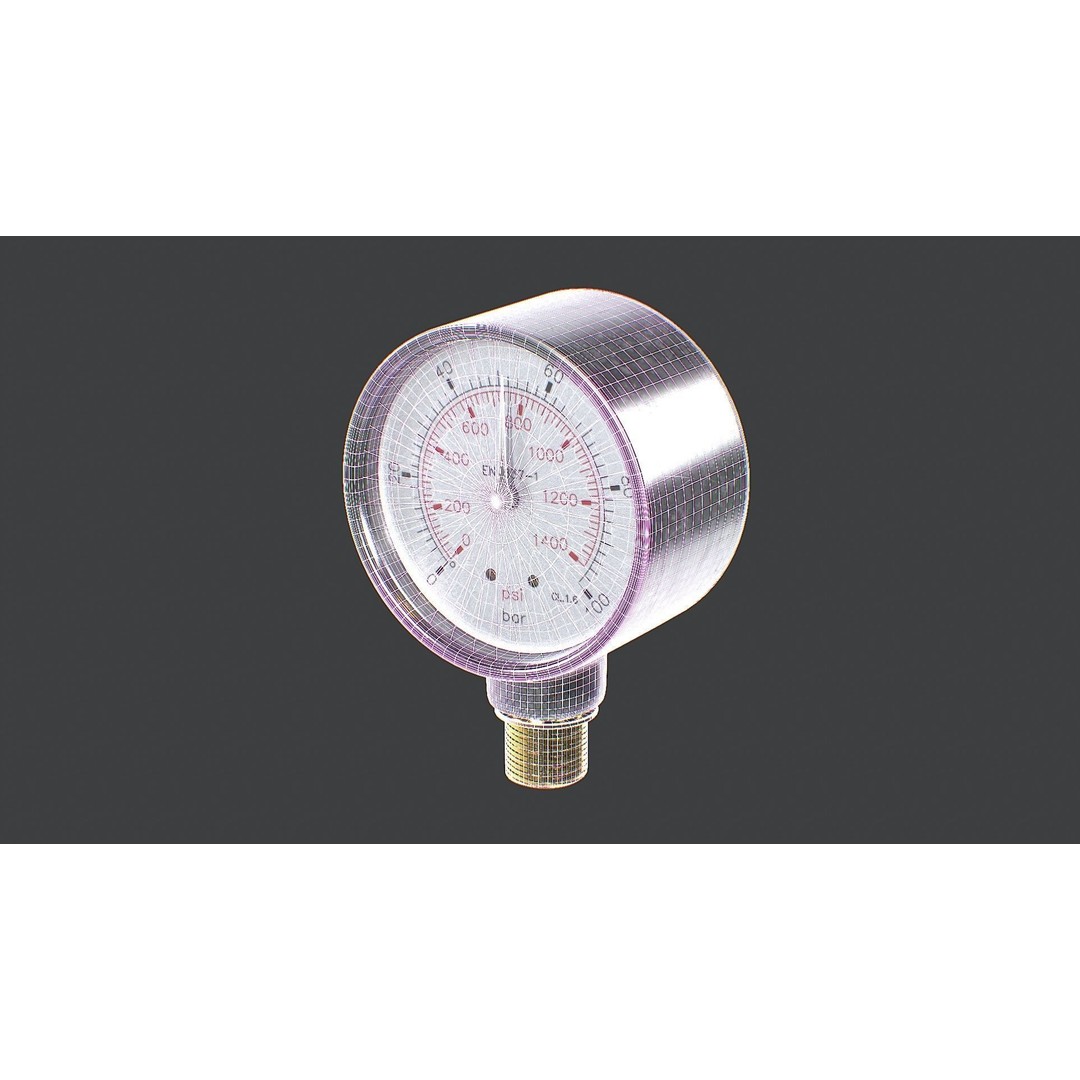Pressure Gauge 3D Model – Low Poly PBR Game Asset, FBX, OBJ - View 16