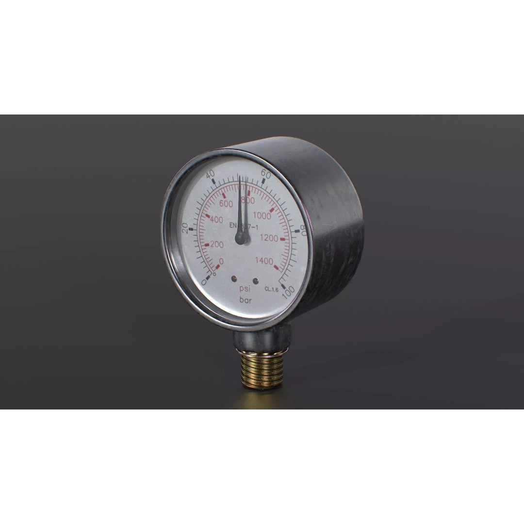 Pressure Gauge 3D Model – Low Poly PBR Game Asset, FBX, OBJ - View 2