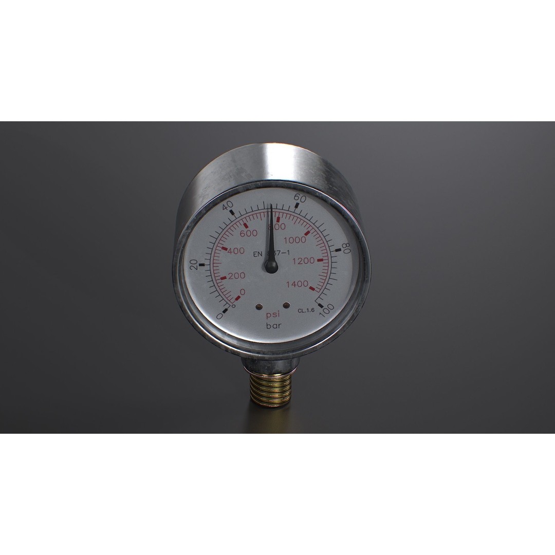 Pressure Gauge 3D Model – Low Poly PBR Game Asset, FBX, OBJ - View 8