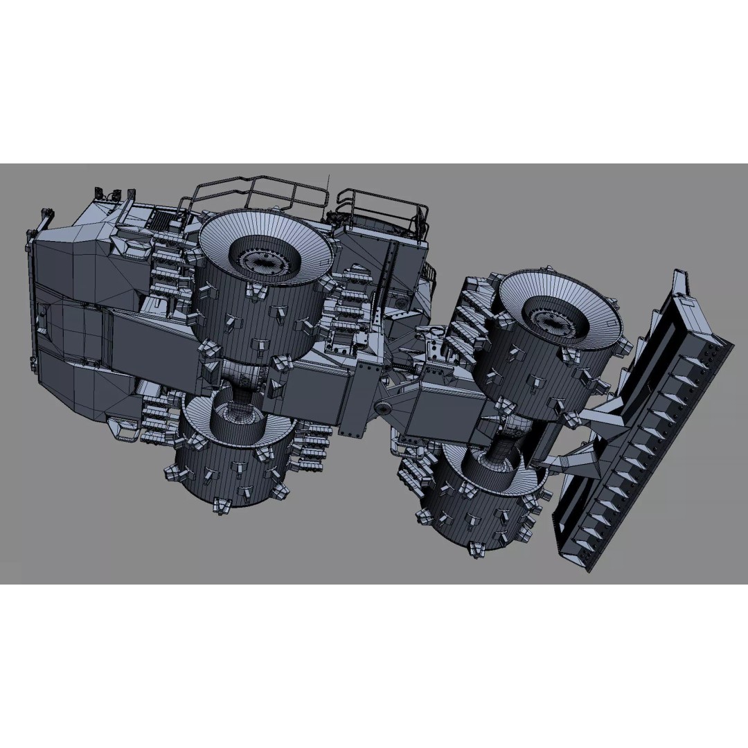 Wheeled Bulldozer Compactor 3D Model – High Poly PBR Asset, FBX, OBJ