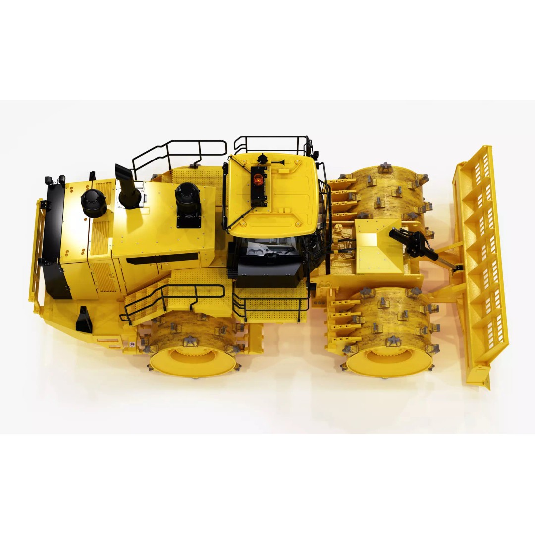Wheeled Bulldozer Compactor 3D Model – High Poly PBR Asset, FBX, OBJ - View 11