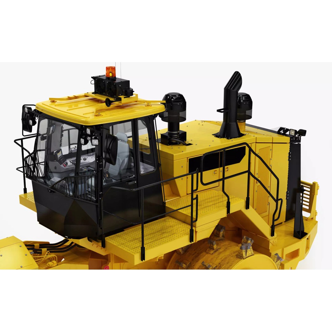 Wheeled Bulldozer Compactor 3D Model – High Poly PBR Asset, FBX, OBJ - View 16