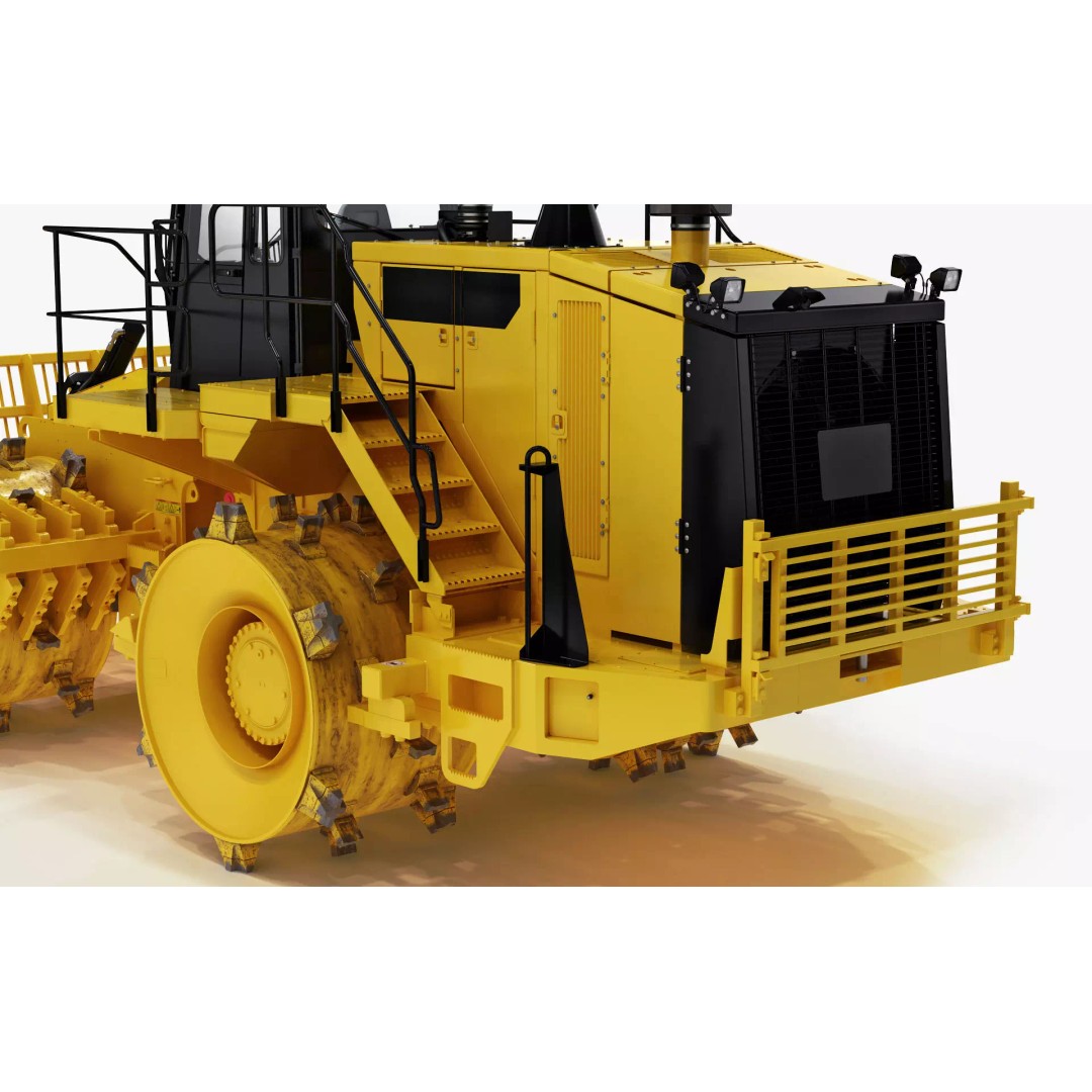 Wheeled Bulldozer Compactor 3D Model – High Poly PBR Asset, FBX, OBJ - View 18