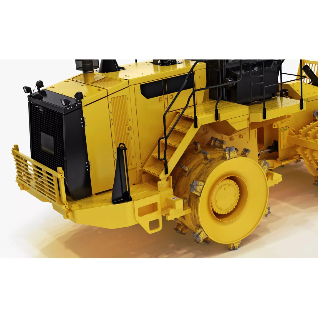 Wheeled Bulldozer Compactor 3D Model – High Poly PBR Asset, FBX, OBJ - View 20