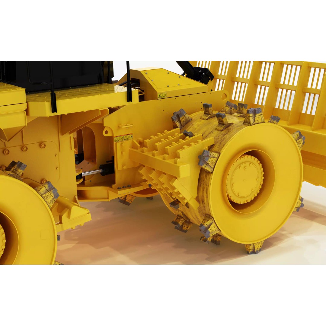 Wheeled Bulldozer Compactor 3D Model – High Poly PBR Asset, FBX, OBJ - View 23