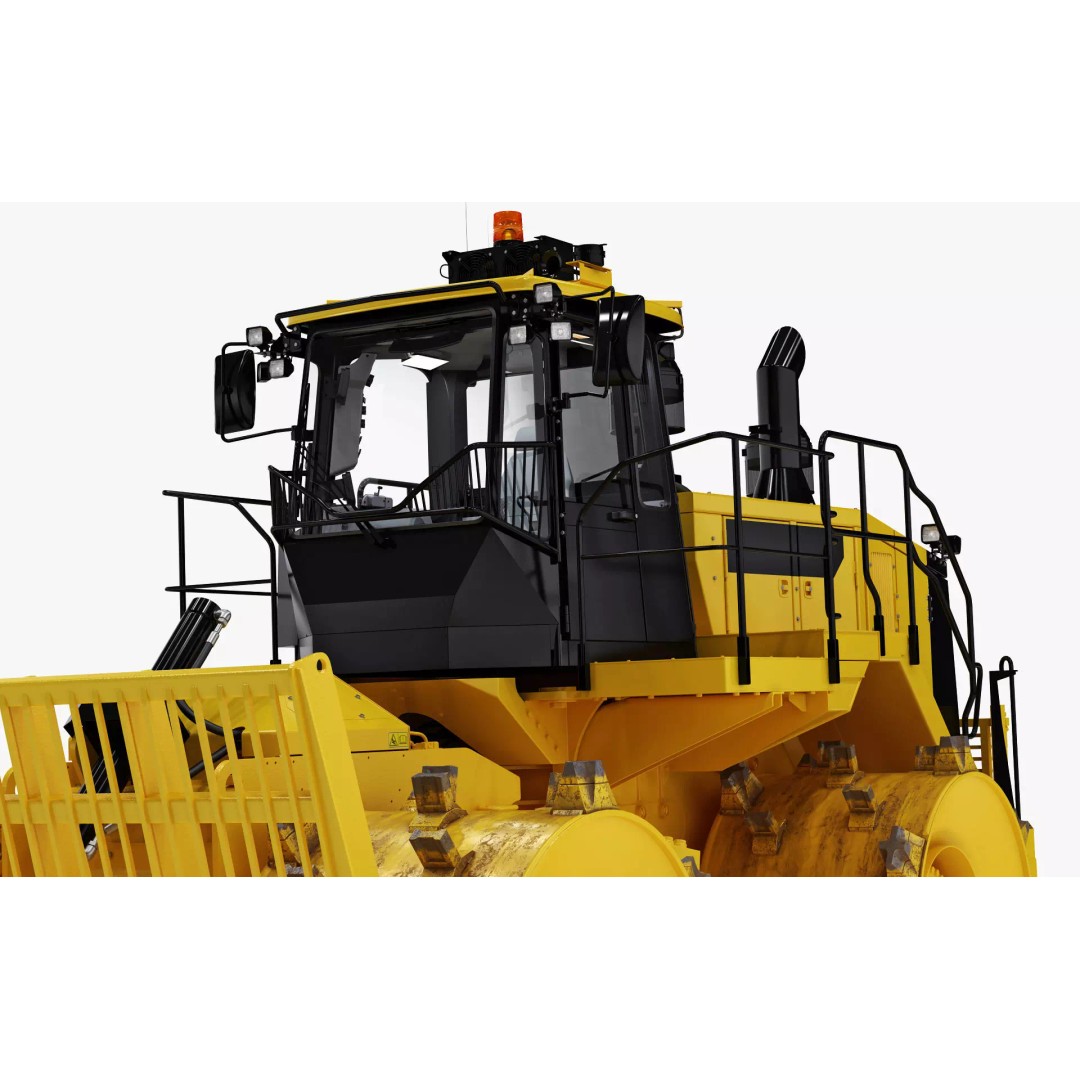 Wheeled Bulldozer Compactor 3D Model – High Poly PBR Asset, FBX, OBJ - View 24