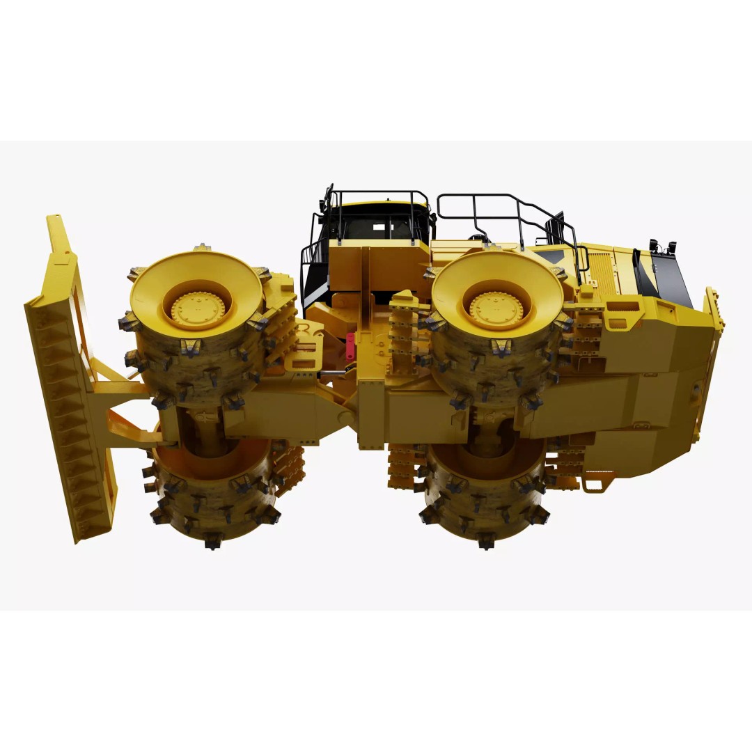 Wheeled Bulldozer Compactor 3D Model – High Poly PBR Asset, FBX, OBJ - View 30