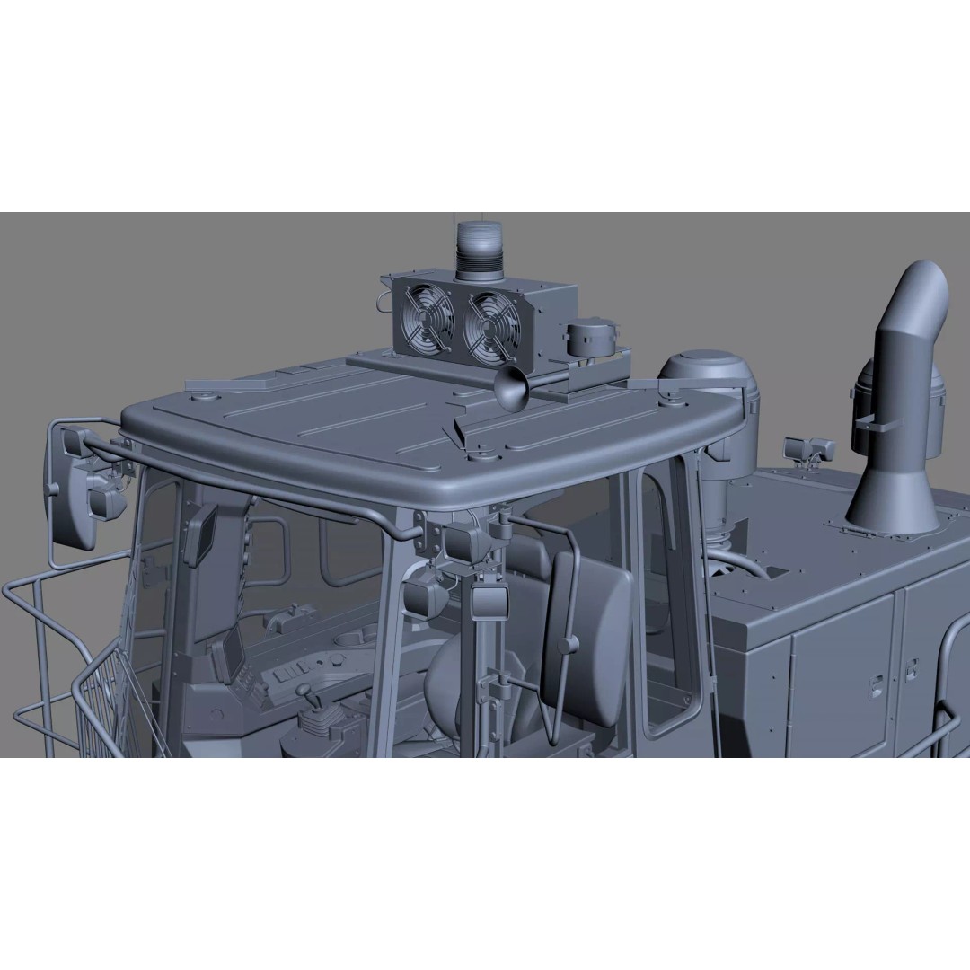 Wheeled Bulldozer Compactor 3D Model – High Poly PBR Asset, FBX, OBJ - View 37