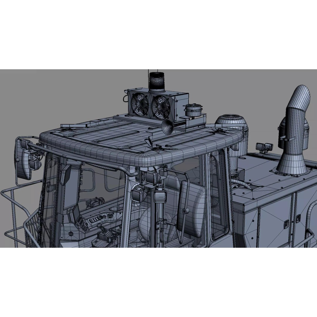 Wheeled Bulldozer Compactor 3D Model – High Poly PBR Asset, FBX, OBJ - View 38