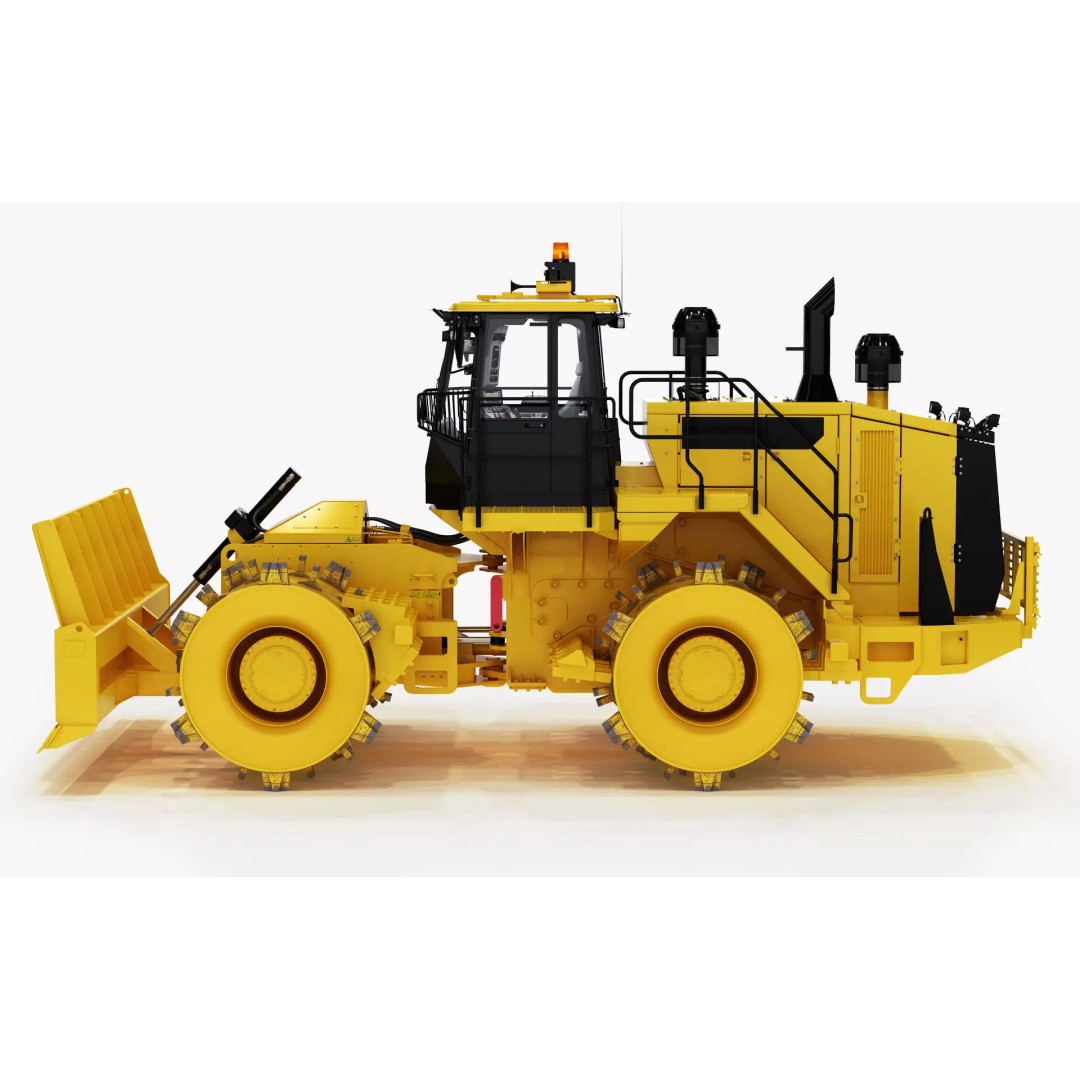 Wheeled Bulldozer Compactor 3D Model – High Poly PBR Asset, FBX, OBJ - View 4