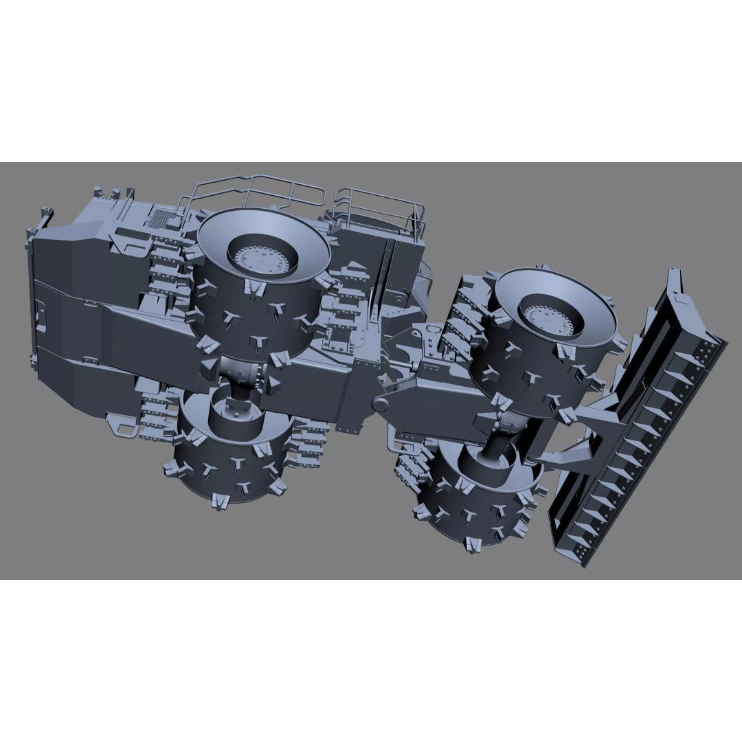 Wheeled Bulldozer Compactor 3D Model – High Poly PBR Asset, FBX, OBJ - View 45