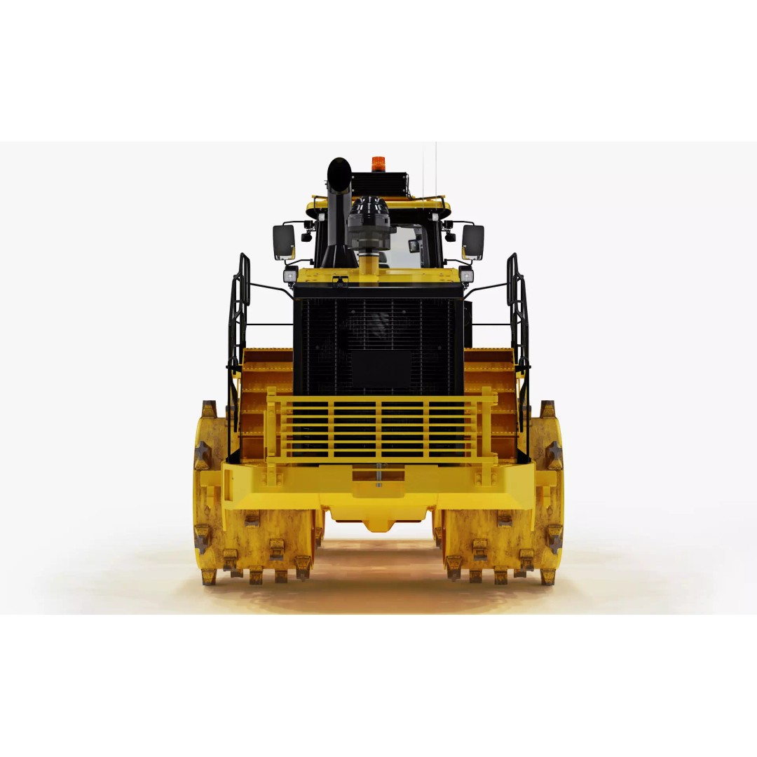 Wheeled Bulldozer Compactor 3D Model – High Poly PBR Asset, FBX, OBJ - View 7
