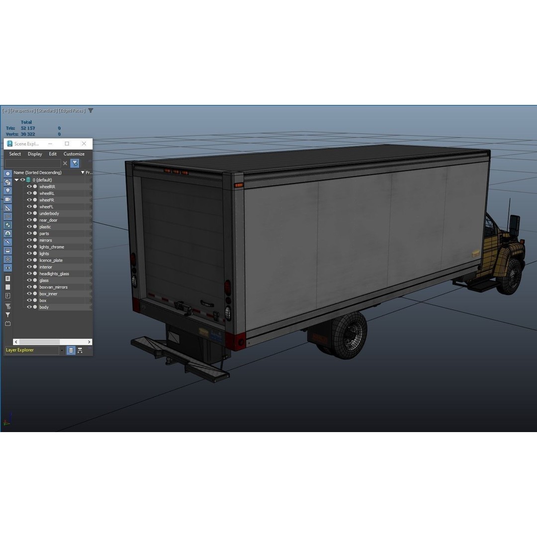 Box Truck 3D Model – Low Poly Game Ready Vehicle with PBR Textures - View 43