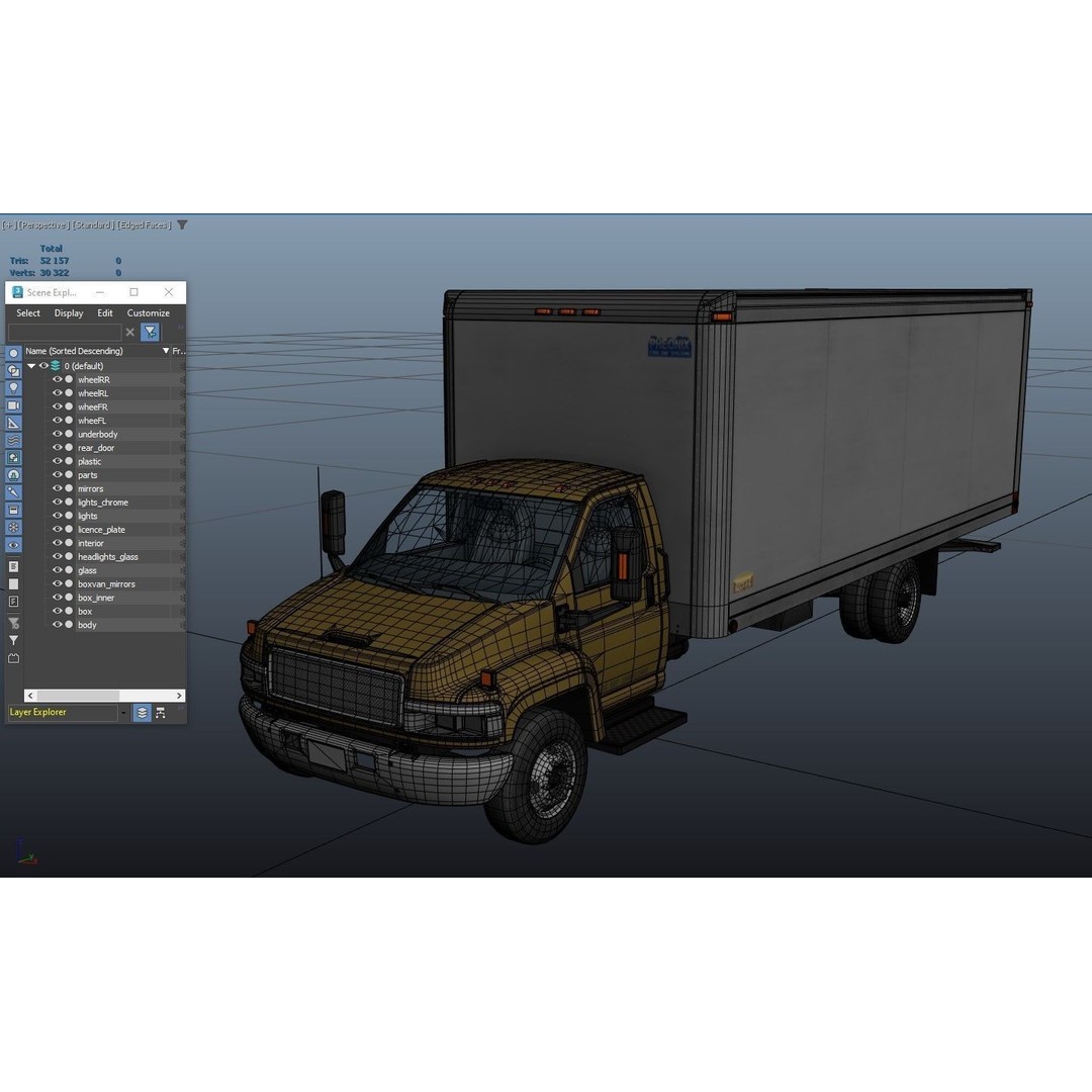 Box Truck 3D Model – Low Poly Game Ready Vehicle with PBR Textures - View 44