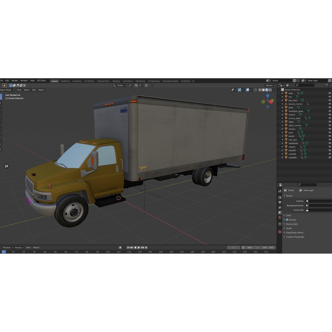 Box Truck 3D Model – Low Poly Game Ready Vehicle with PBR Textures - View 45