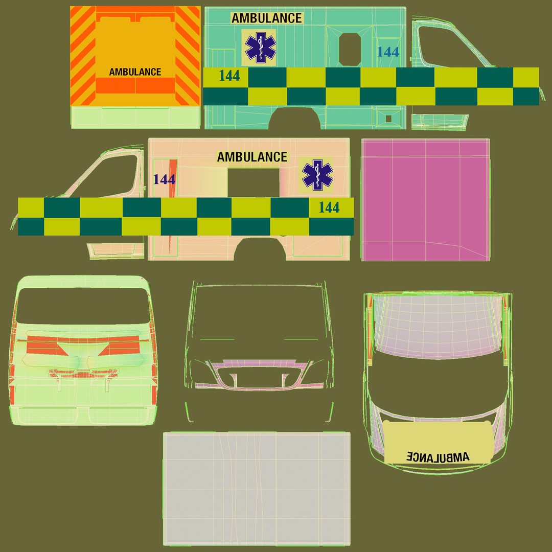 Mercedes Benz Sprinter 516 CDI Ambulance 3D Model – High Poly Vehicle, FBX, OBJ