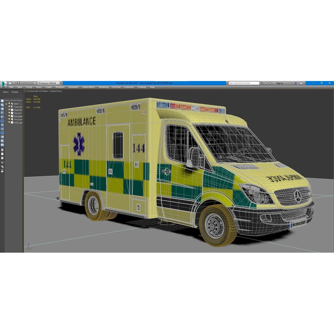 Mercedes Benz Sprinter 516 CDI Ambulance 3D Model – High Poly Vehicle, FBX, OBJ - View 12