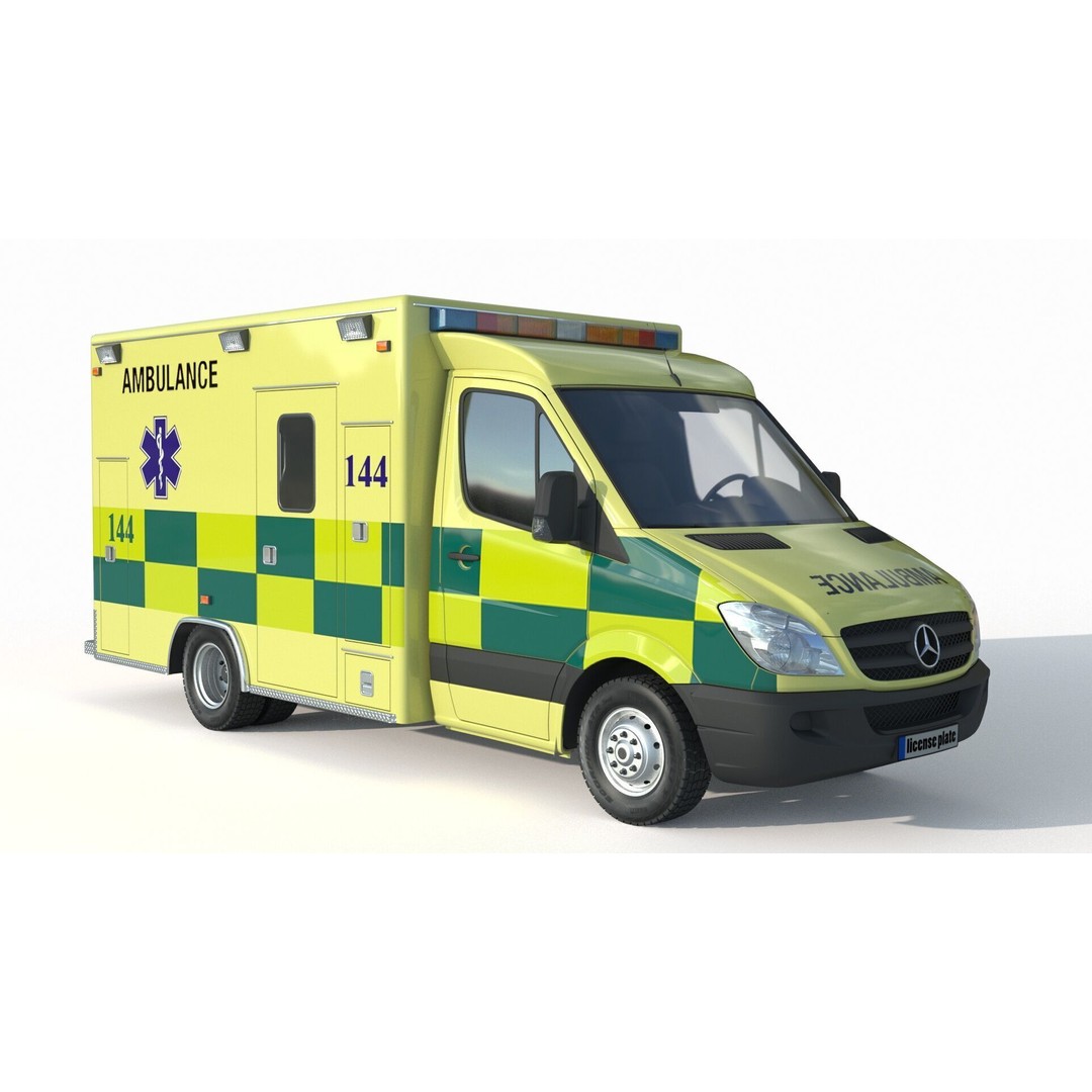 Mercedes Benz Sprinter 516 CDI Ambulance 3D Model – High Poly Vehicle, FBX, OBJ - View 3