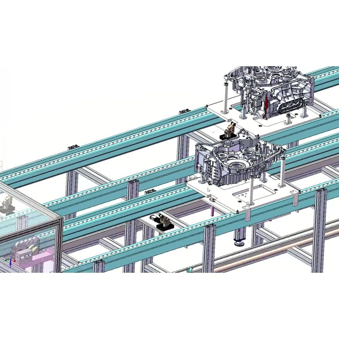 Engine Assembly Line Conveyor System 3D Model – High-Throughput Automation, FBX - View 4