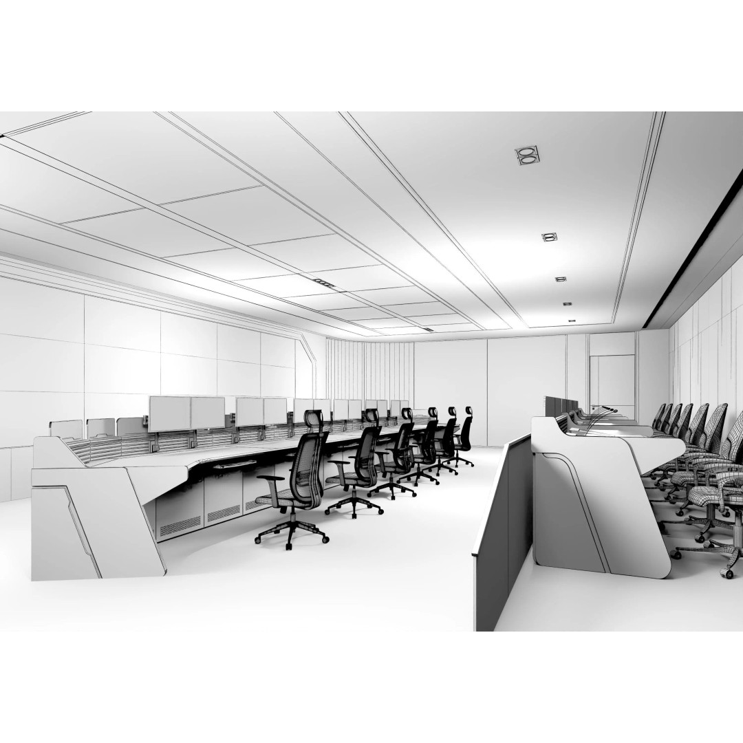 Control Room 3D Model – Detailed Office Environment, FBX, OBJ - View 16