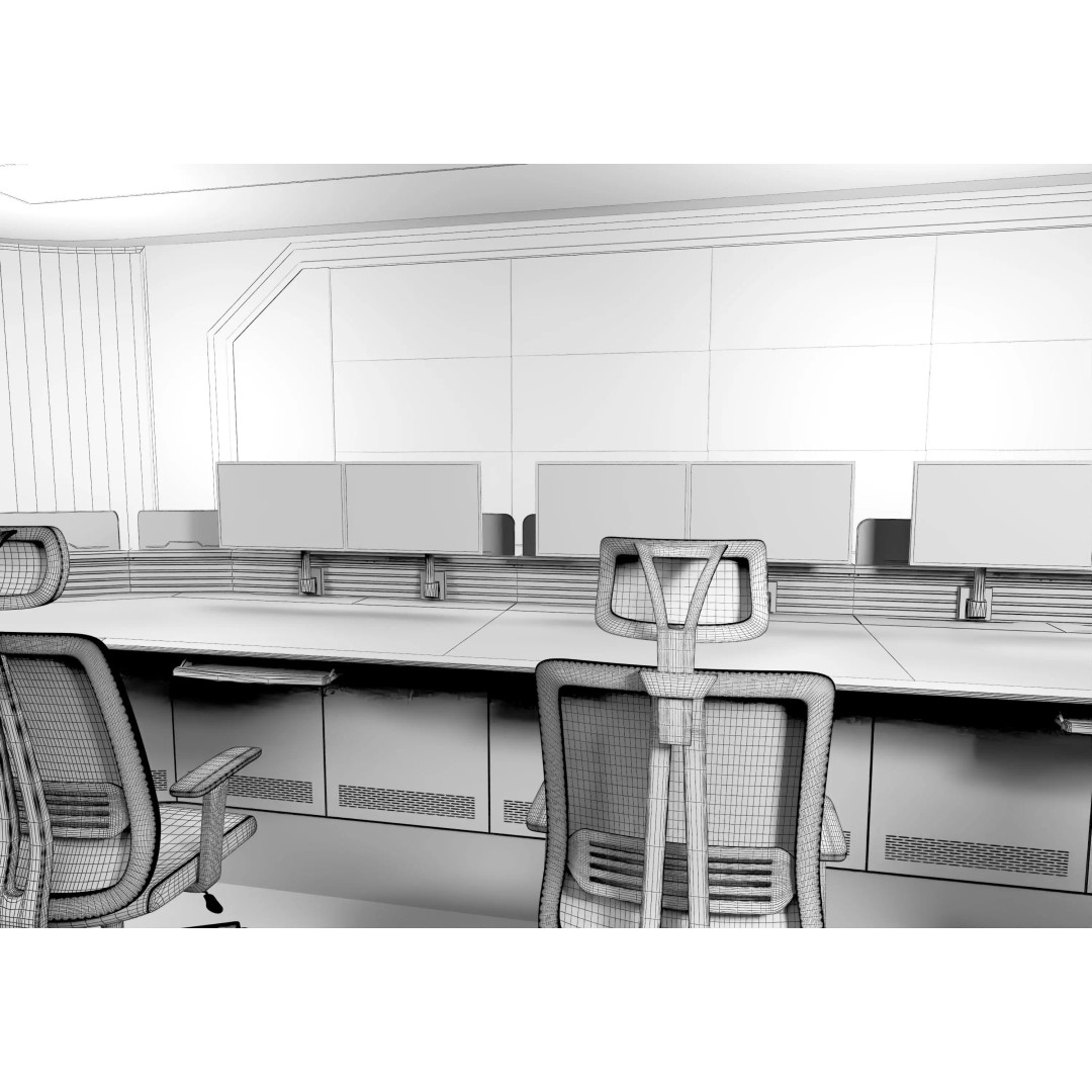 Control Room 3D Model – Detailed Office Environment, FBX, OBJ - View 17