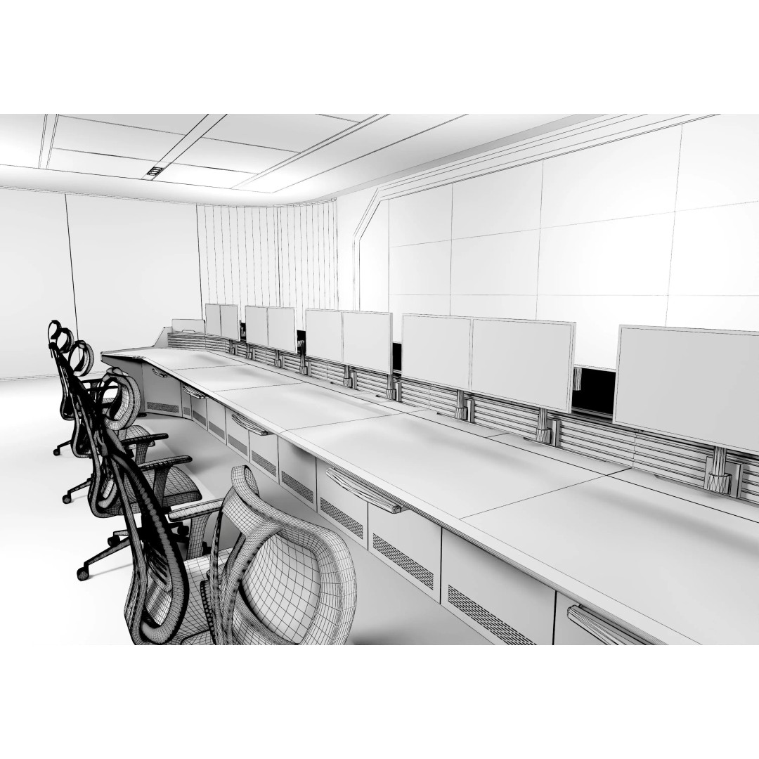 Control Room 3D Model – Detailed Office Environment, FBX, OBJ - View 18
