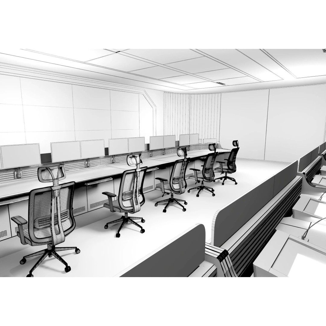Control Room 3D Model – Detailed Office Environment, FBX, OBJ - View 20