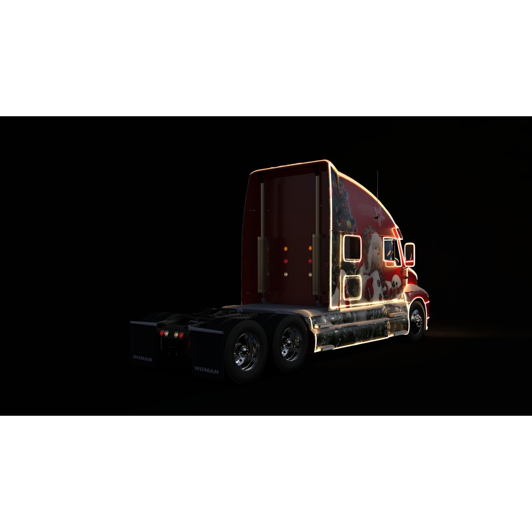 Christmas Truck 3D Model – Low Poly Game Asset, PBR Textures, FBX - View 11