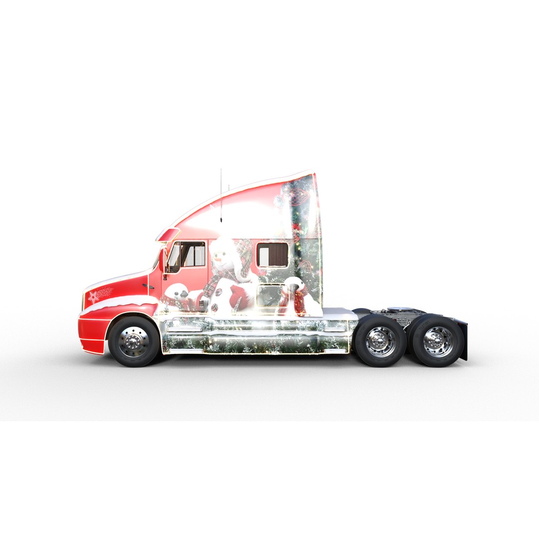 Christmas Truck 3D Model – Low Poly Game Asset, PBR Textures, FBX - View 13