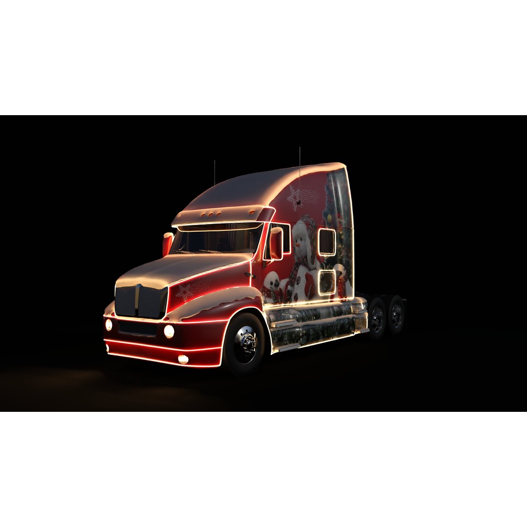 Christmas Truck 3D Model – Low Poly Game Asset, PBR Textures, FBX - View 8