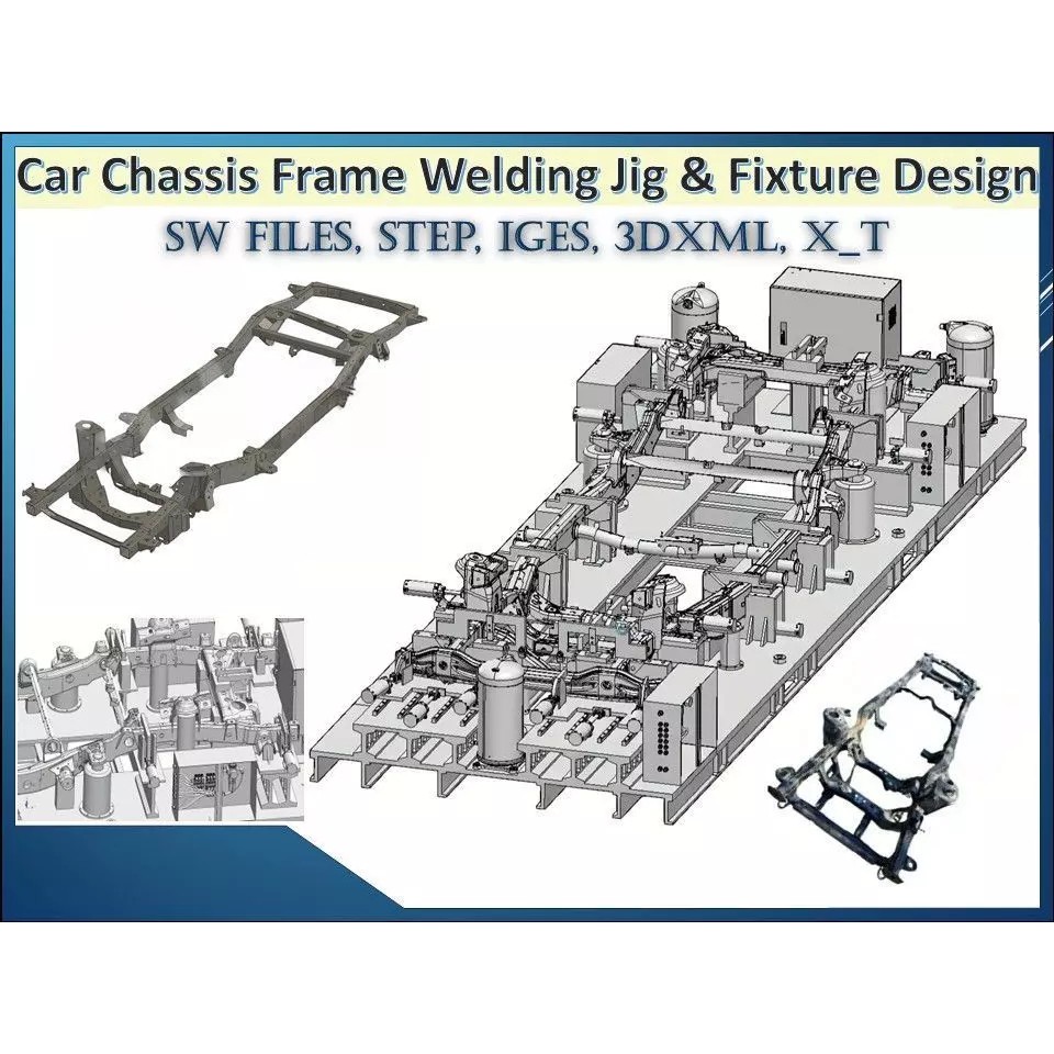 Car Chassis Welding Fixture 3D Model – High Precision CAD Design, FBX - View 2