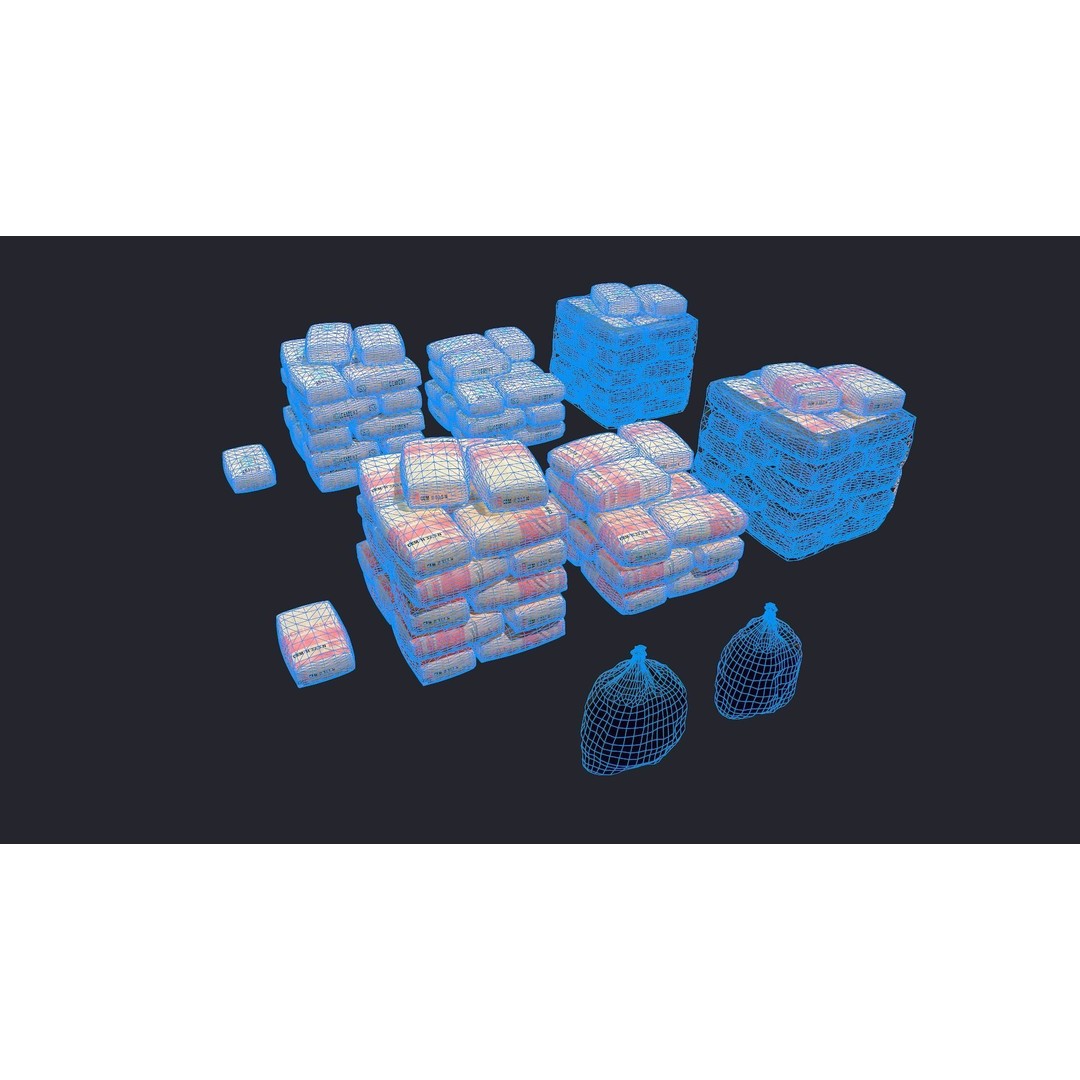 Concrete and Garbage Bags 3D Model – Low Poly Game Ready FBX