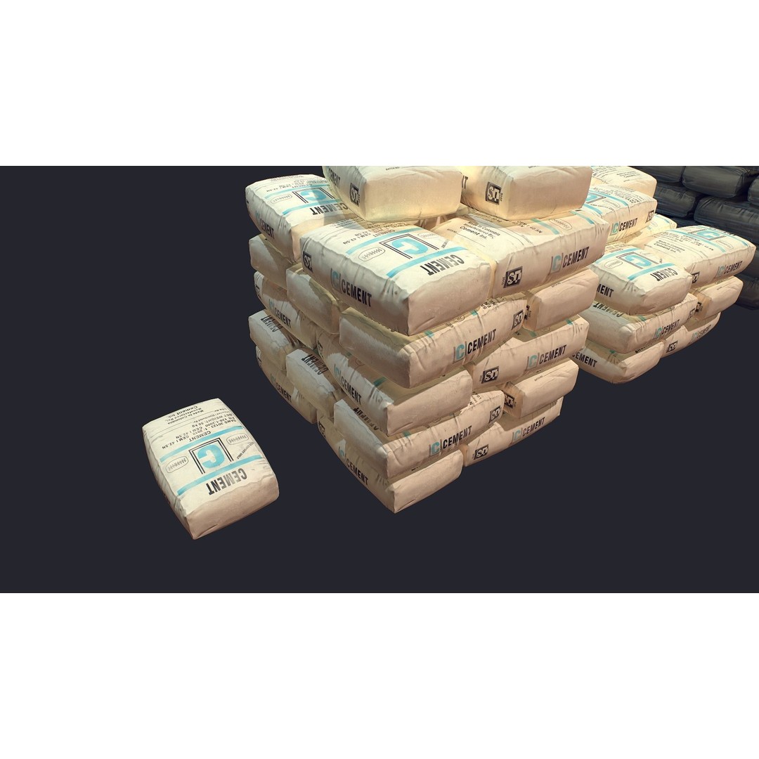 Concrete and Garbage Bags 3D Model – Low Poly Game Ready FBX - View 3